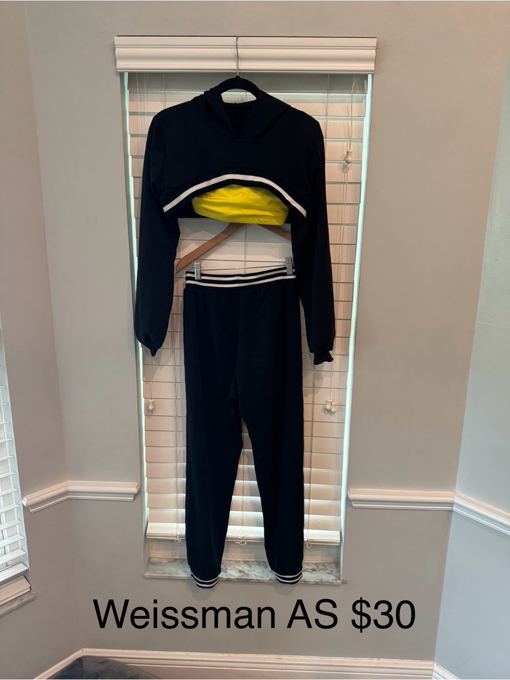Weissman Black Track Jogger Set with Yellow Accent